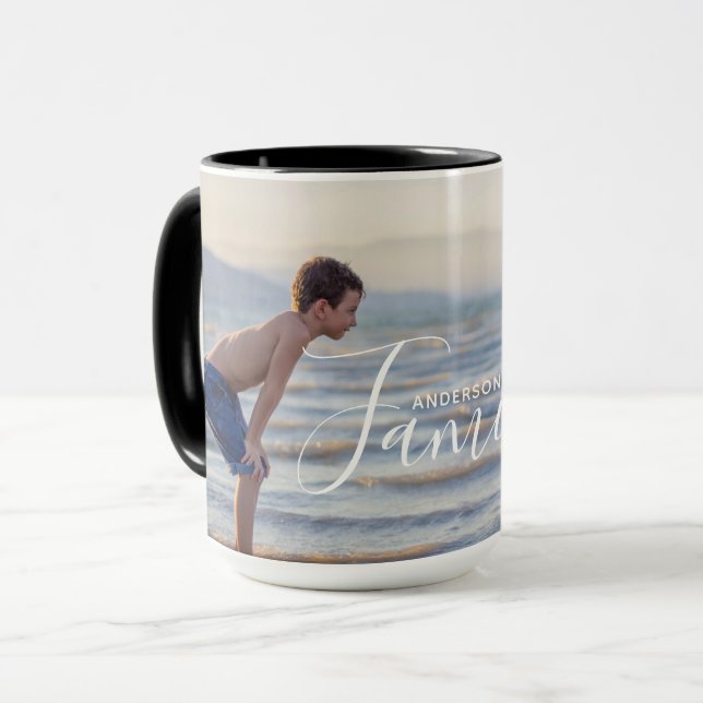 Einfache, moderne Fotomodelle - eigener Familienna Tasse (Vorderseite Links)