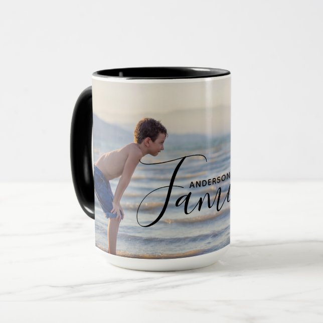 Einfache, moderne Fotomodelle - eigener Familienna Tasse (Vorderseite Links)