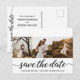 Einfache moderne Fotos Save the Date SkriptWedding Postkarte