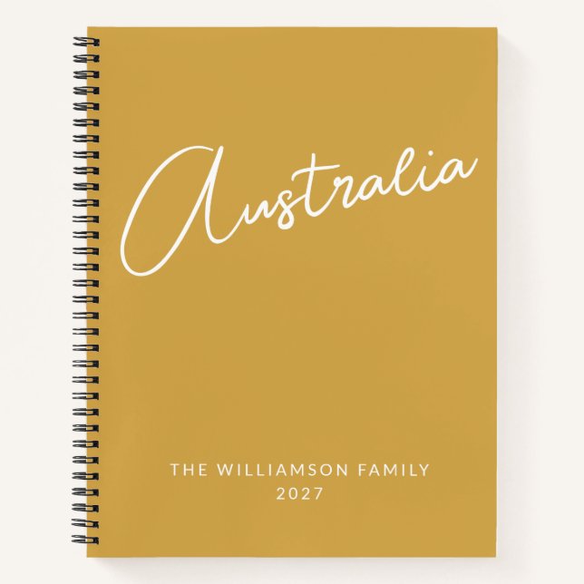 Einfache, moderne, gelbe Personalisierte Familienr Notizbuch (Vorderseite)