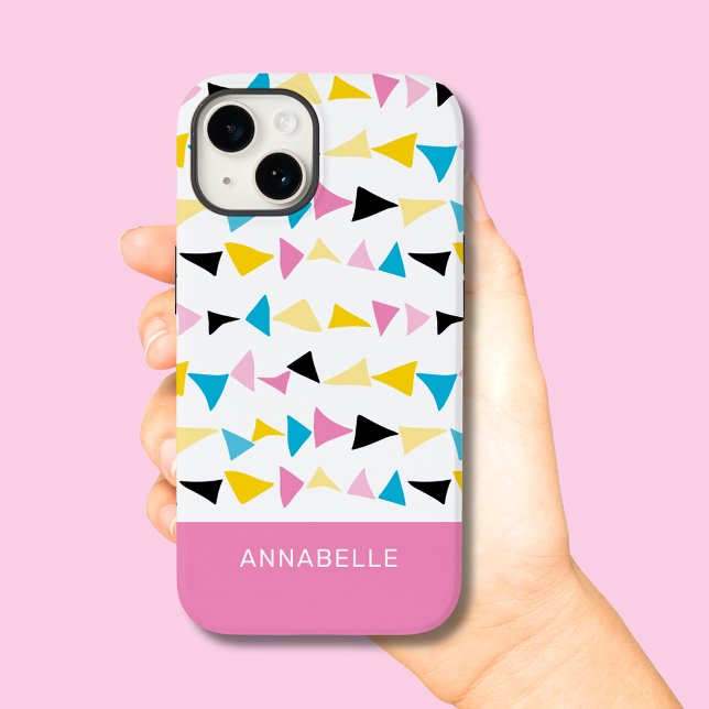 Einfache moderne geometrische Konfetti-Vorname Case-Mate iPhone 14 Hülle (Modern geometric shape confetti phone case)
