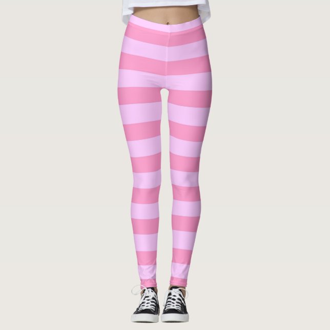 Einfache moderne Girl-Pink-Streifenmuster Leggings (Vorderseite)