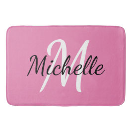 Einfache moderne Girly Pink Monogramm Initial + Na Badematte