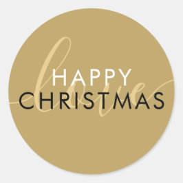 Einfache moderne Gold Happy Weihnachts-Script-Lieb Runder Aufkleber