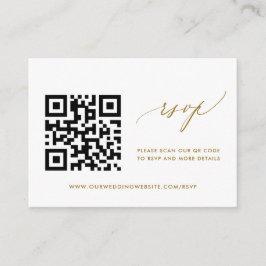 Einfache moderne Gold-Hochzeit RSVP QR-Code Begleitkarte