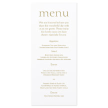 Einfache moderne Gold Metallic Wedding Menu