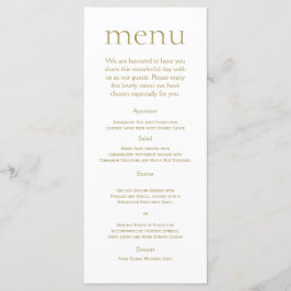 Einfache moderne Gold Metallic Wedding Menu Menükarte