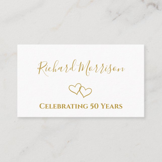 Einfache moderne Golden 50-jährige Party Name Platzkarte (Vorderseite)