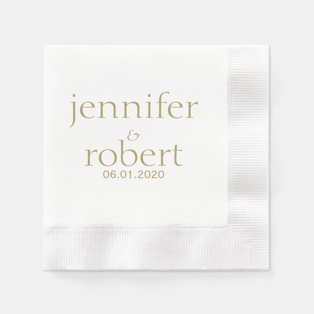 Einfache moderne goldene Metallic Wedding Napkin Serviette (Vorderseite)