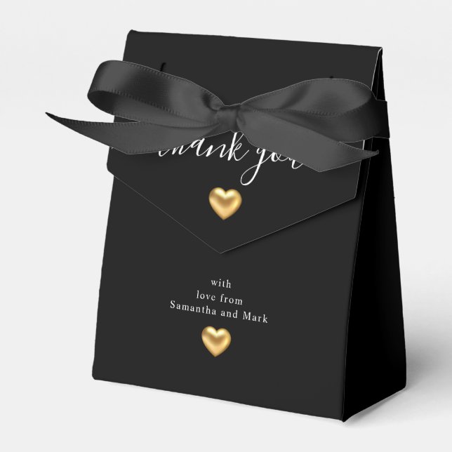Einfache moderne Goldherz-Black Wedding Geschenkschachtel (Vorderseite)