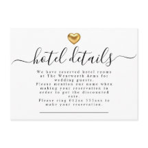 Einfache moderne Goldherz-Hochzeitshotel Details