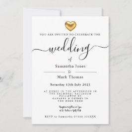 Einfache moderne Goldherz-Hochzeitssaison Einladung