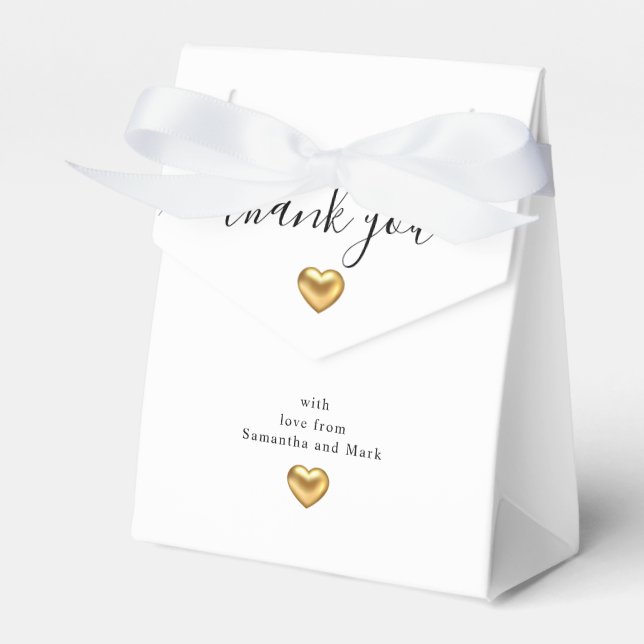 Einfache moderne Goldherz-White Wedding Geschenkschachtel (Vorderseite)