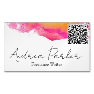 Einfache, moderne Goldpinken QR-Code Magnetische Visitenkarte