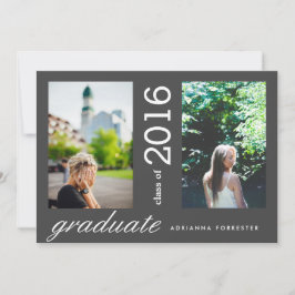 Einfache moderne Graduierung zwei Foto Steinkohle  Einladung