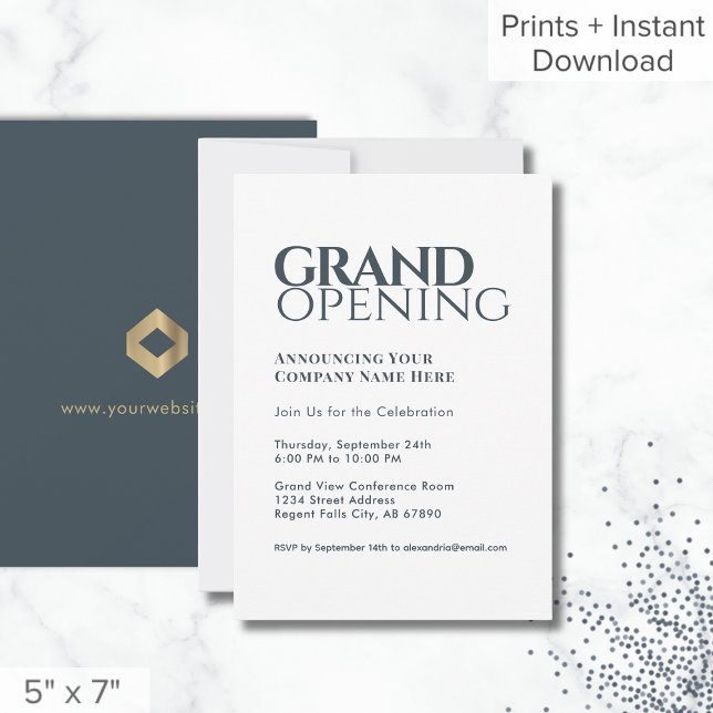 Einfache moderne Grand Opening Einladung Grau (Von Creator hochgeladen)