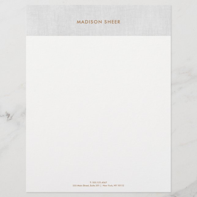Einfache, moderne graue Leinen, Minimalistisch Ber Briefbogen (Vorderseite)