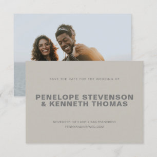 Einfache moderne graue Taupe neutrales Foto Hochze Save The Date