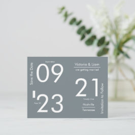 Einfache moderne graue Typografie Save the Date An Ankündigungspostkarte