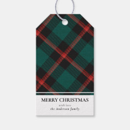 Einfache moderne grüne Buffalo Kariert frohe Weihn Geschenkanhänger