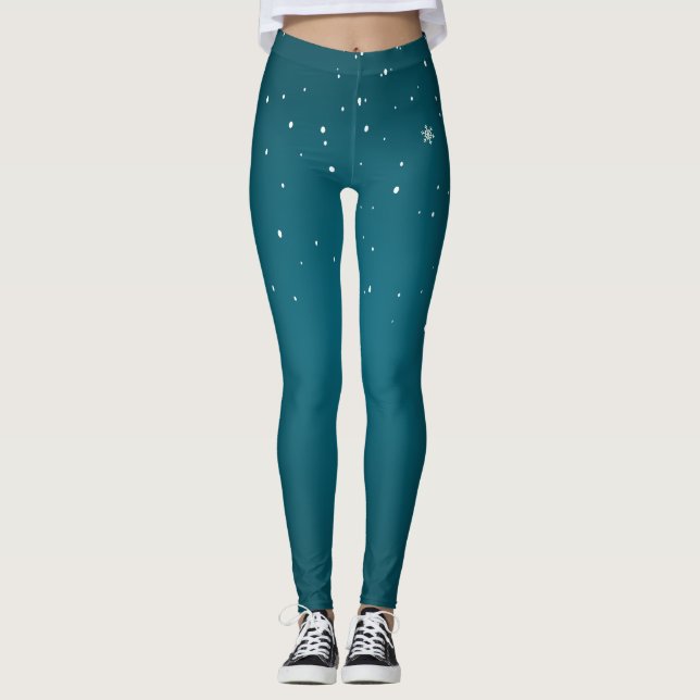 Einfache, moderne grüne Farbe Leggings (Vorderseite)