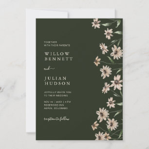Einfache moderne grüne florale Hochzeit Einladung