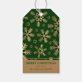 Einfache moderne grüne Gold Frohe Weihnachtsschnee Geschenkanhänger