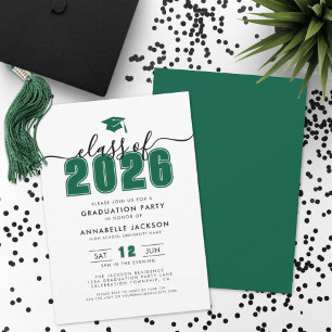 Einfache moderne grüne Graduierungspartei Einladung