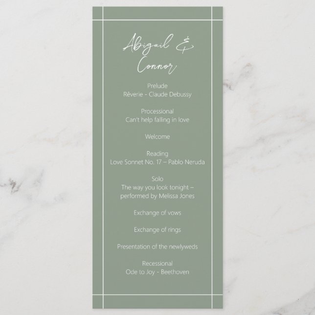 Einfache, moderne, grüne Kalligrafie Programm (Vorderseite)