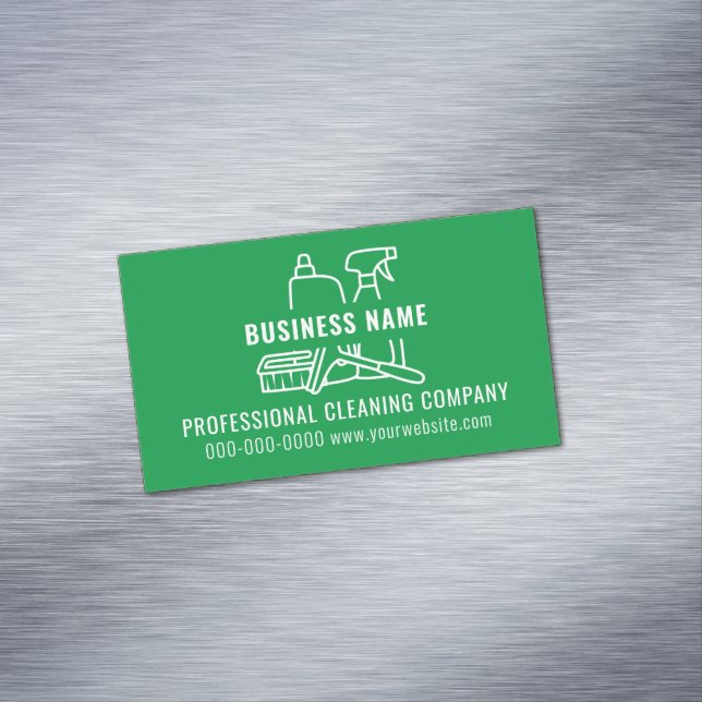 Einfache moderne grüne Reinigungsfirma Magnetische Visitenkarte (Beispiel)