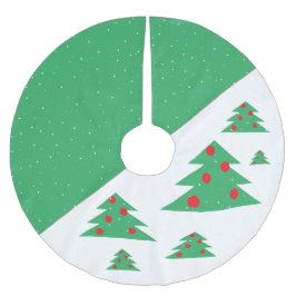 Einfache, moderne grüne Weihnachtsbaum Rote Balls Polyester Weihnachtsbaumdecke