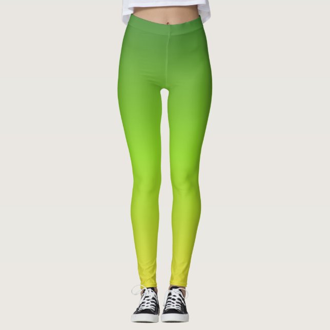 Einfache moderne, grüngelbe Farbe Leggings (Vorderseite)