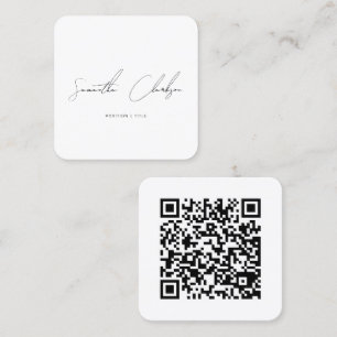 Einfache, moderne, handgeschriebene Skripte und QR Quadratische Visitenkarte