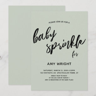Einfache moderne Handschrift Baby Sprinkbahn Grün Einladung
