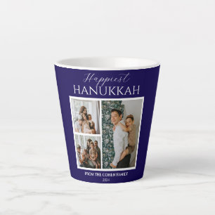 Einfache Moderne Happiest Hanukkah Elegant 3 Foto Milchtasse