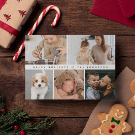 Einfache moderne Happy Holidays Familienfoto Colla Feiertagskarte
