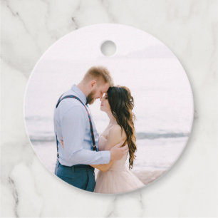 Einfache moderne Herz-Hochzeit Foto Gefallen Tag Geschenkanhänger