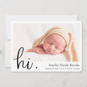Einfache moderne Hi Custom Foto Birth Ankündigung