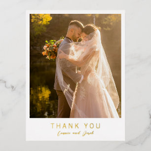 Einfache moderne Hochzeit Danke Folie Einladungspostkarte