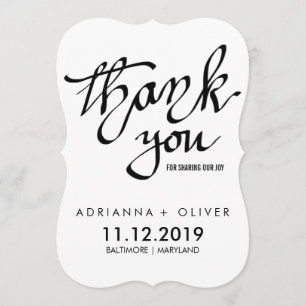 Einfache moderne Hochzeit danken Ihnen Typografie Dankeskarte