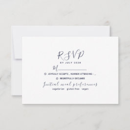 Einfache moderne Hochzeit der Navy RSVP Karte
