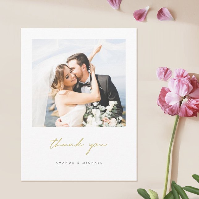 Einfache moderne Hochzeit Foto Vielen Dank Postcar Ankündigungspostkarte (Von Creator hochgeladen)