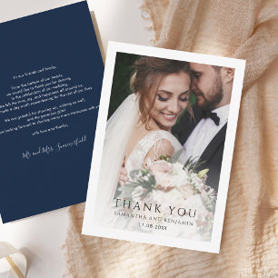 Einfache moderne Hochzeit für Foto Vielen Dank Mitteilungskarte