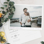 Einfache moderne Hochzeit im Foto retten das Datum Einladungspostkarte<br><div class="desc">Diese einfache, stilvolle moderne Foto Hochzeit speichern das Datum Postkarte Vorlage zeigt Ihre Namen, Datum und Hochzeit Locale in einem eleganten Schatten königlichen lila unter Ihrem Foto. Sie können den Schriftart, die Zeichensetzung oder die Farbe ändern, die für verschiedene Textelemente dieses Designs auf der Vorder- und/oder Rückseite verwendet werden. Sie...</div>