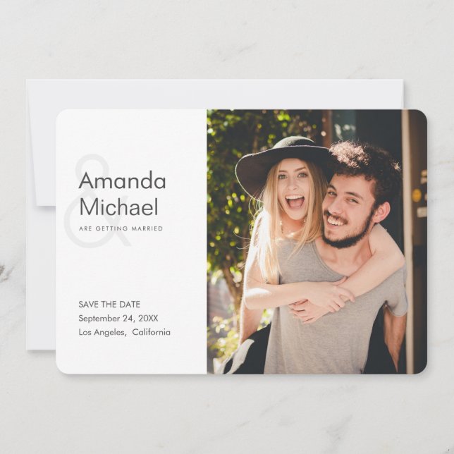 Einfache moderne Hochzeit im Foto retten das Datum Save The Date (Vorderseite)