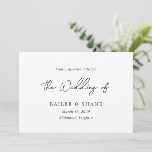 Einfache moderne Hochzeit in Schwarz und Weiß Save The Date