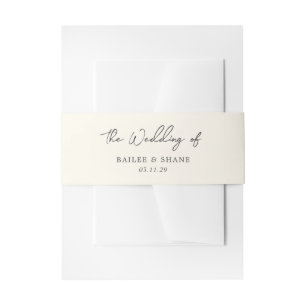 Einfache moderne Hochzeit mit Creme Einladungsbanderole