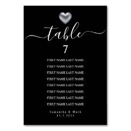Einfache moderne Hochzeit mit Silberherz Tischnummer