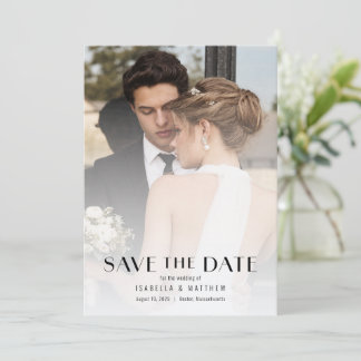 Einfache moderne Hochzeit mit vollem Foto Save The Date