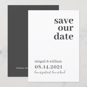 Einfache moderne Hochzeit ohne Foto retten das Dat Save The Date